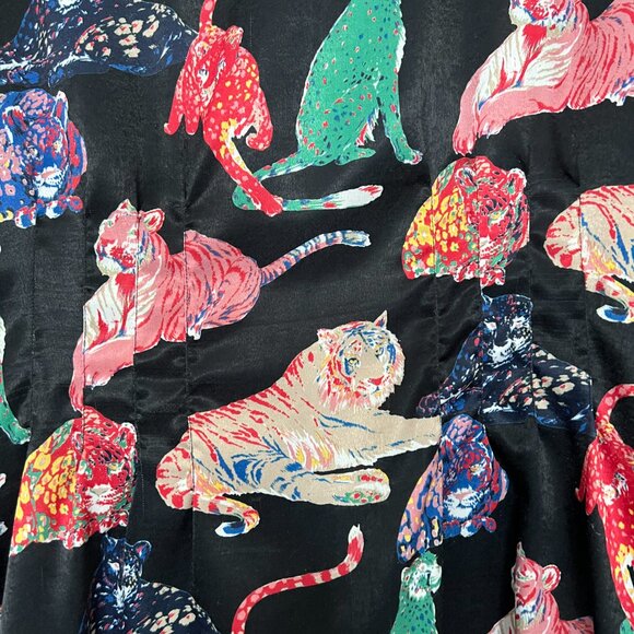 Zara tiger print black satin cuffed  long sleeves dress size medium - Picture 2 of 10